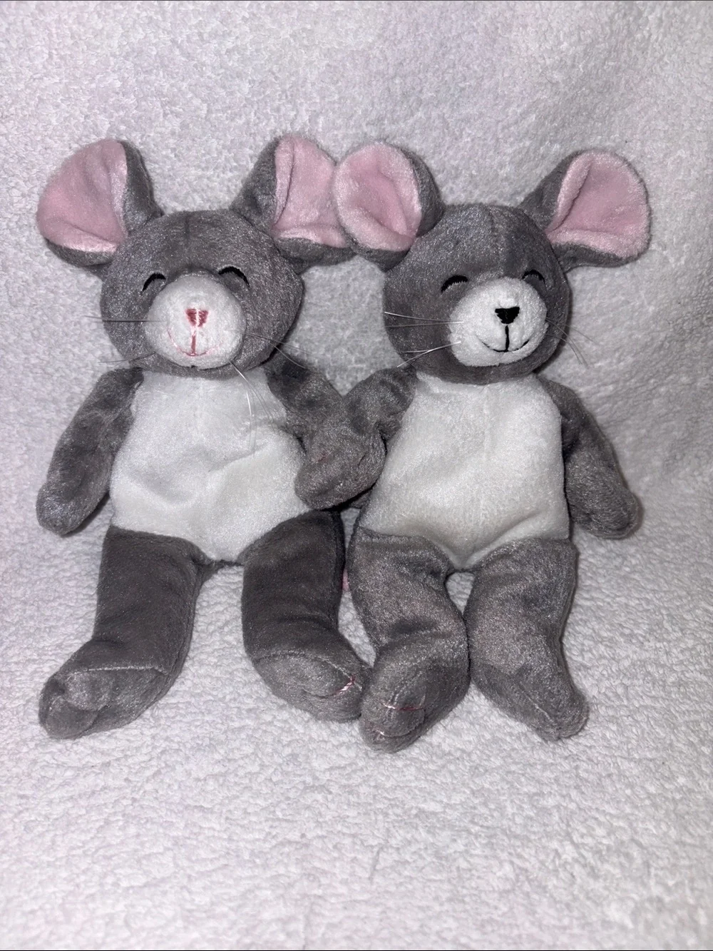 Mary Meyer 90’s snuffy mice Pink grey plush set of 2